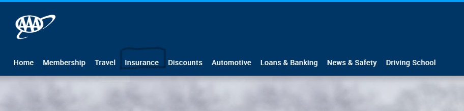 AAA website menu Link to Insurance