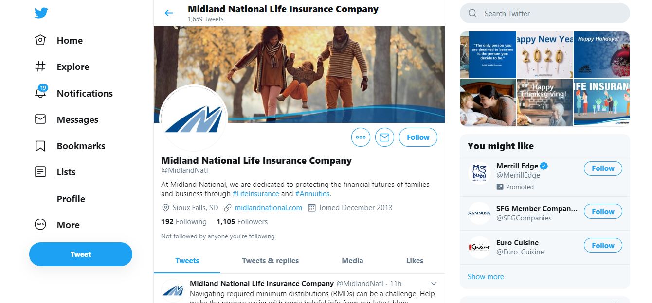 Midland National's Twitter page.