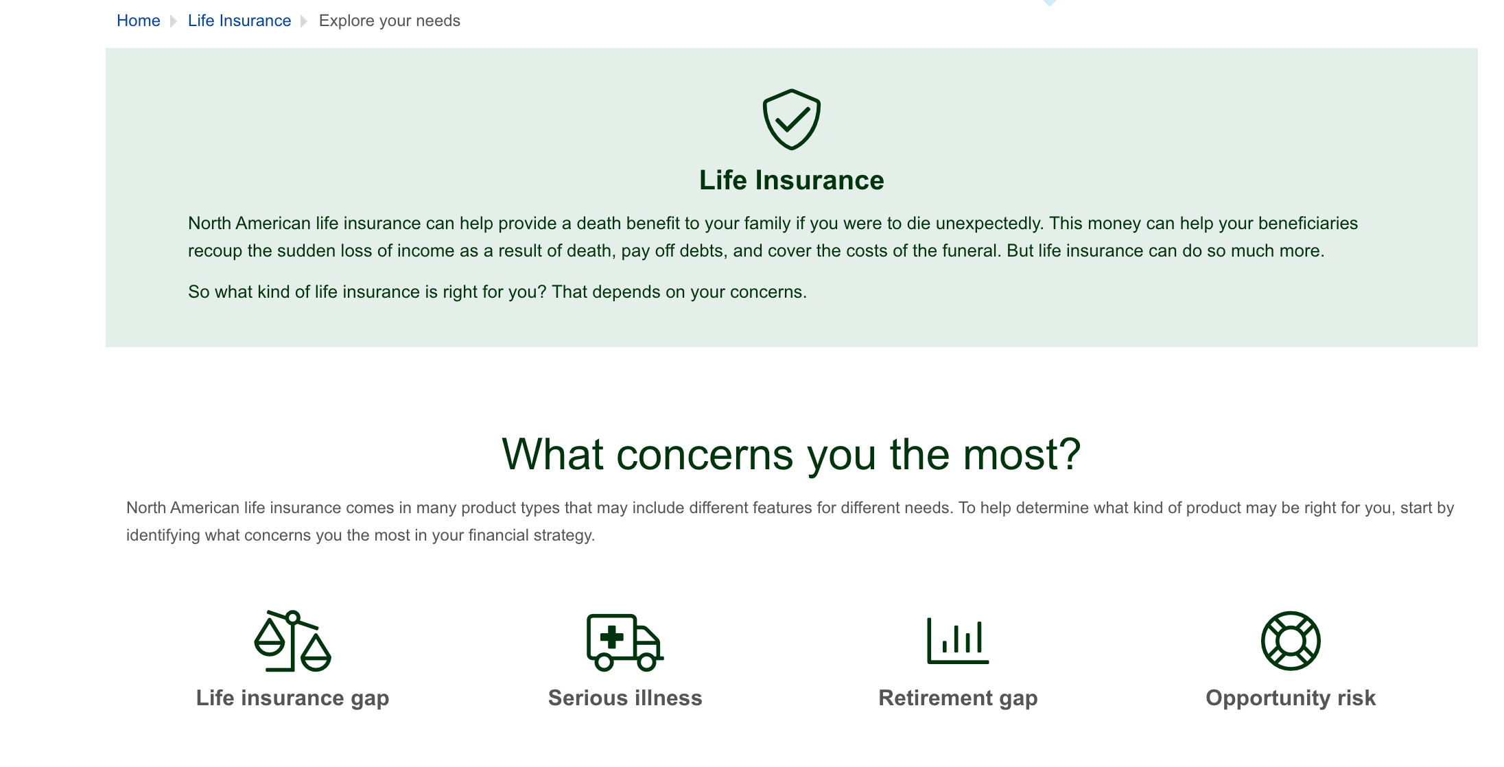 North American Company Life Insurance Product Page
