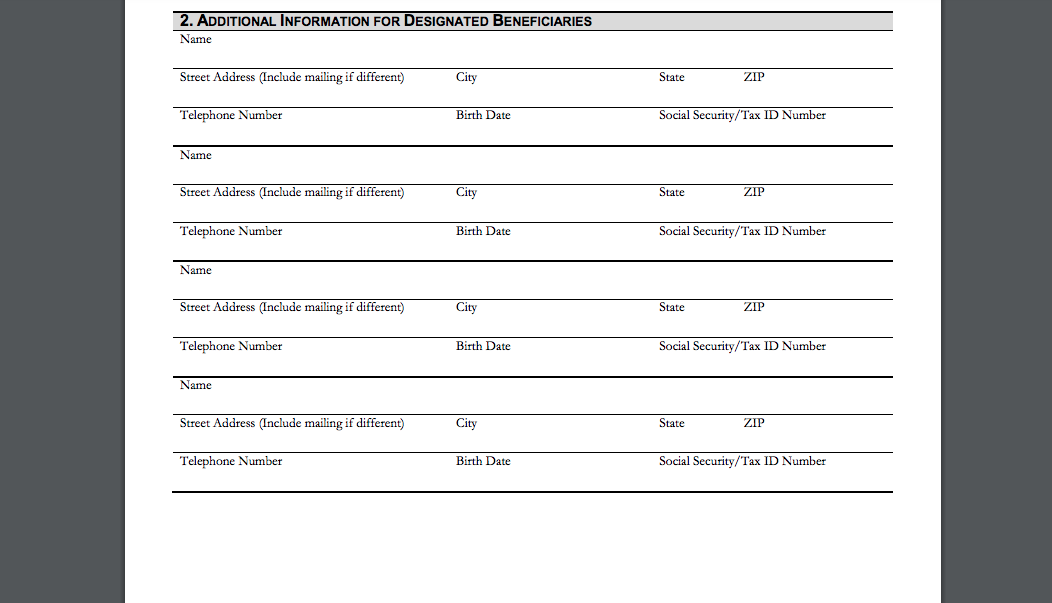 Liberty Mutual Designated Beneficiaries