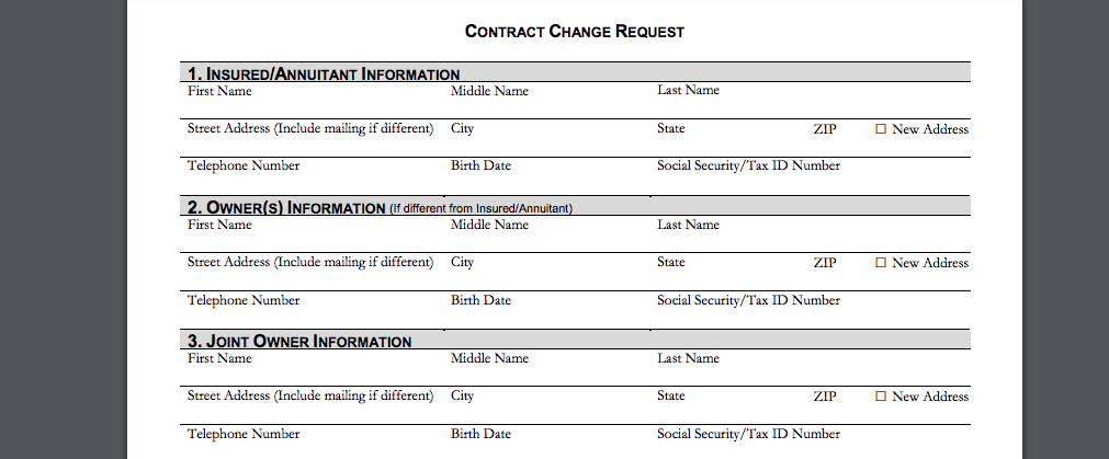 Liberty Mutual Contract Change Report