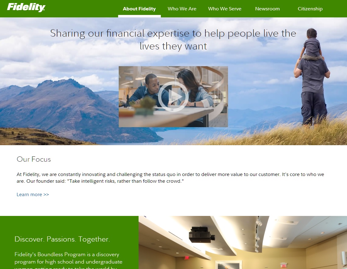 Fidelity About Landing Page