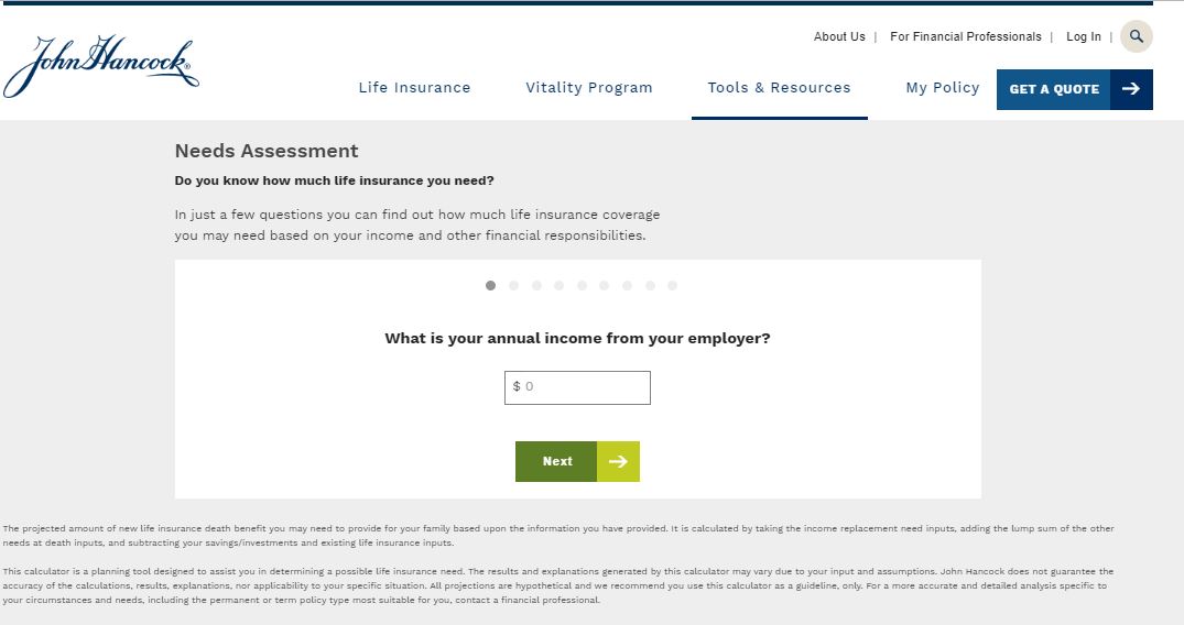 John Hancock life insurance calculator