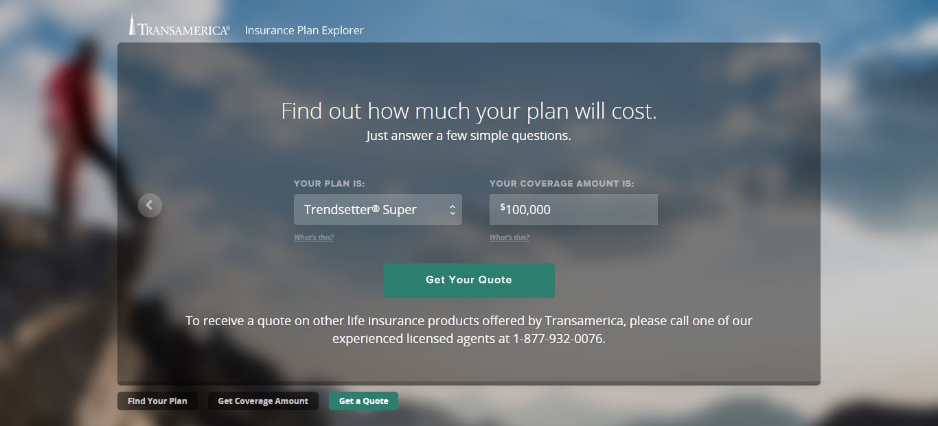 Transamerica online quote step 3