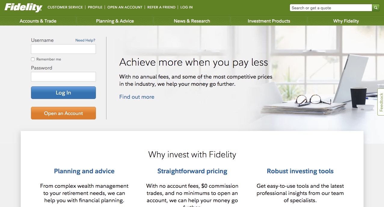 Fidelity Home Page