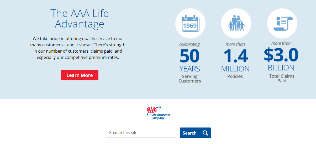 AAA Life website Main Page