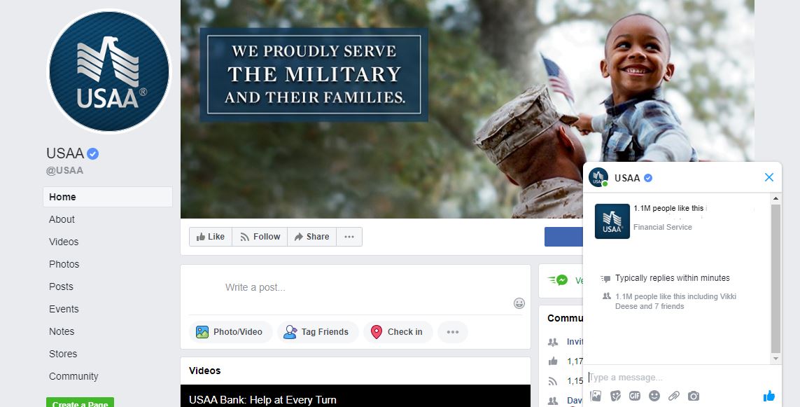 USAA Facebook page.