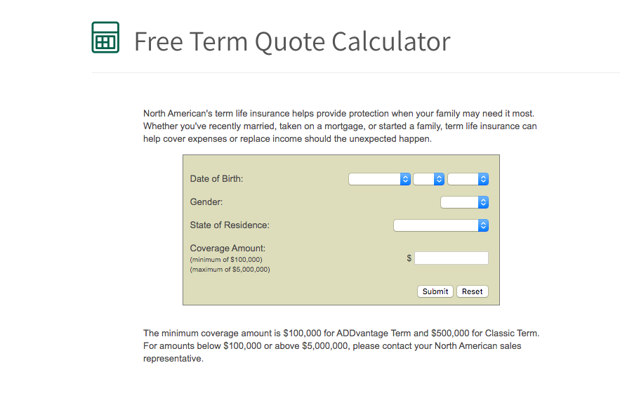 North American Quote Calculator